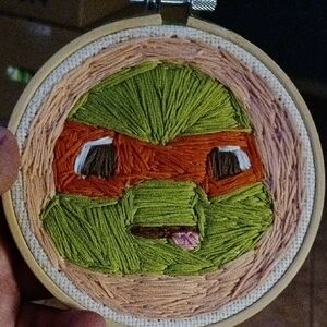 TMNT Michael TMNT Michael Angelo Embroidery Hoop Custom Art Work